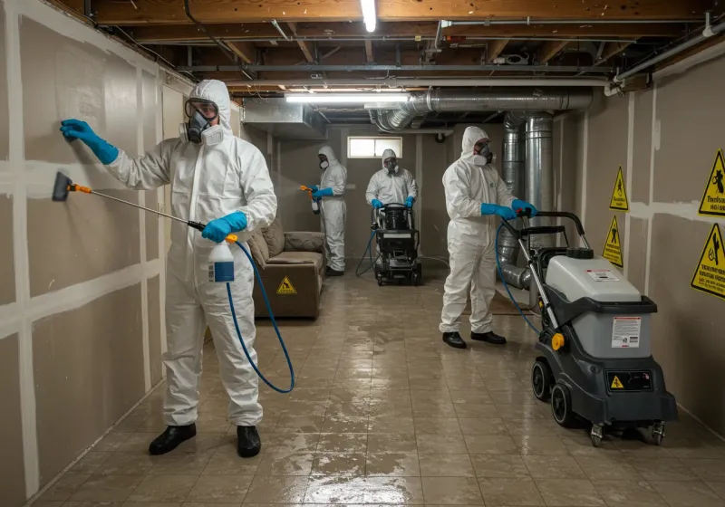 Basement Moisture Removal and Structural Drying process in Monroeville, IN